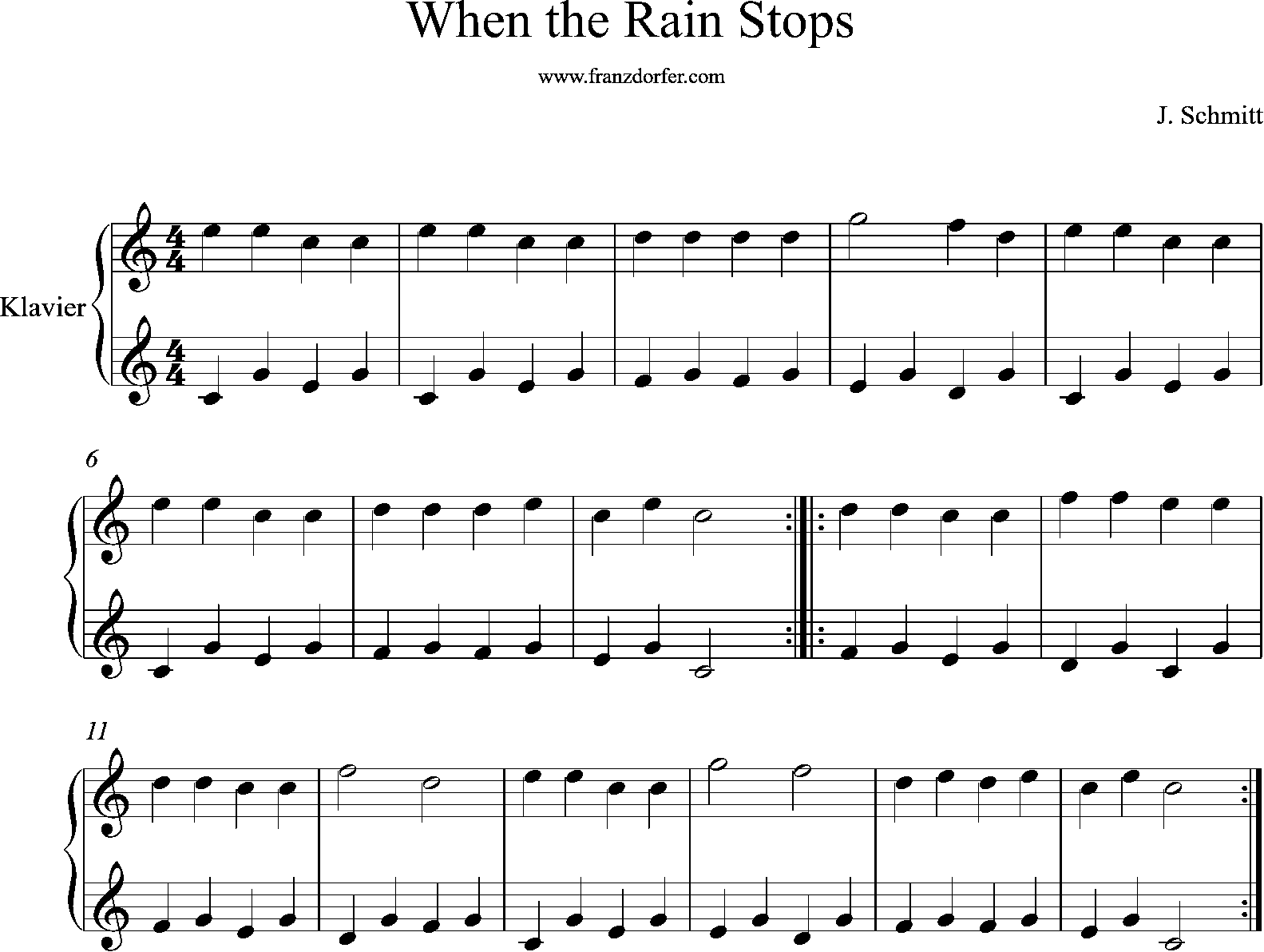 klaviernoten, When the Rain Stops,